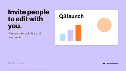 Invite people to edit with you: a shared Q3 launch slide